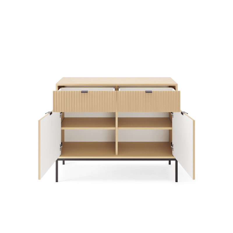 Komoda Linea 104 cm do salonu sypialni dąb czarny stelaż