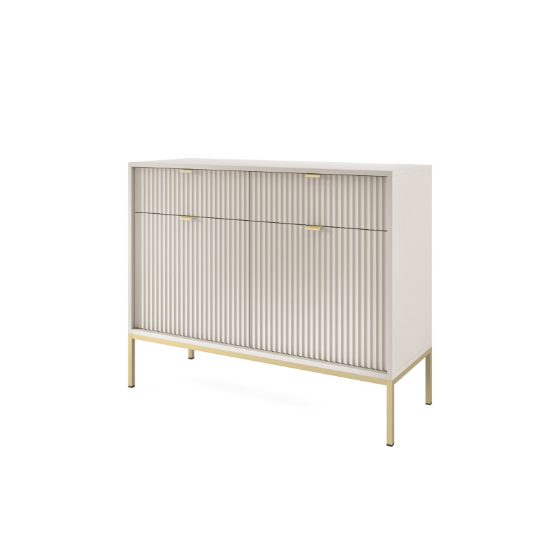 Komoda Linea 104 cm do salonu sypialni kaszmir złoty stelaż
