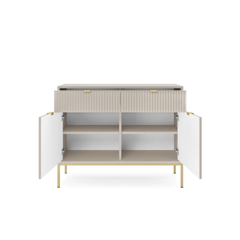 Komoda Linea 104 cm do salonu sypialni kaszmir złoty stelaż
