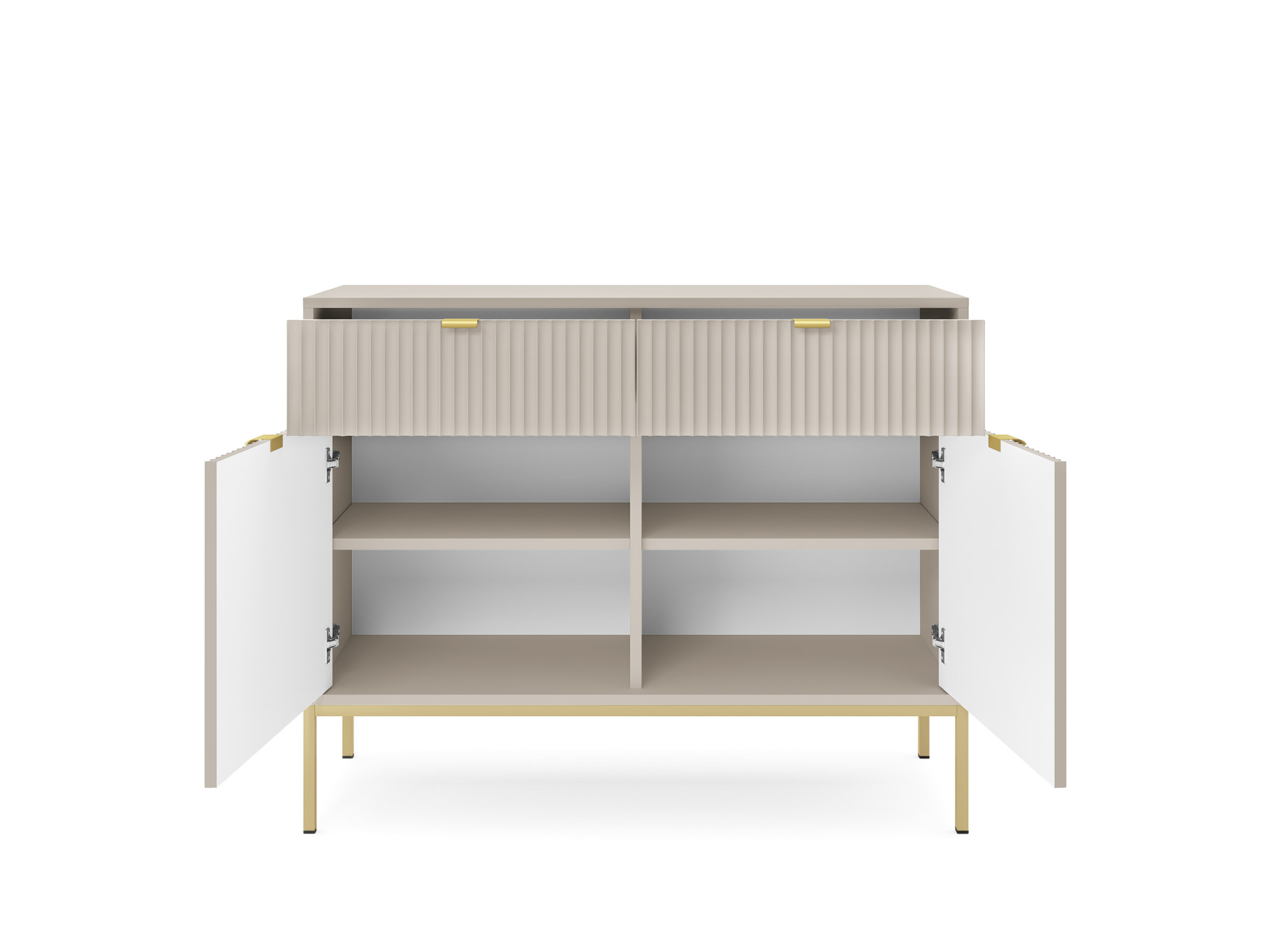Komoda Linea 104 cm do salonu sypialni kaszmir złoty stelaż