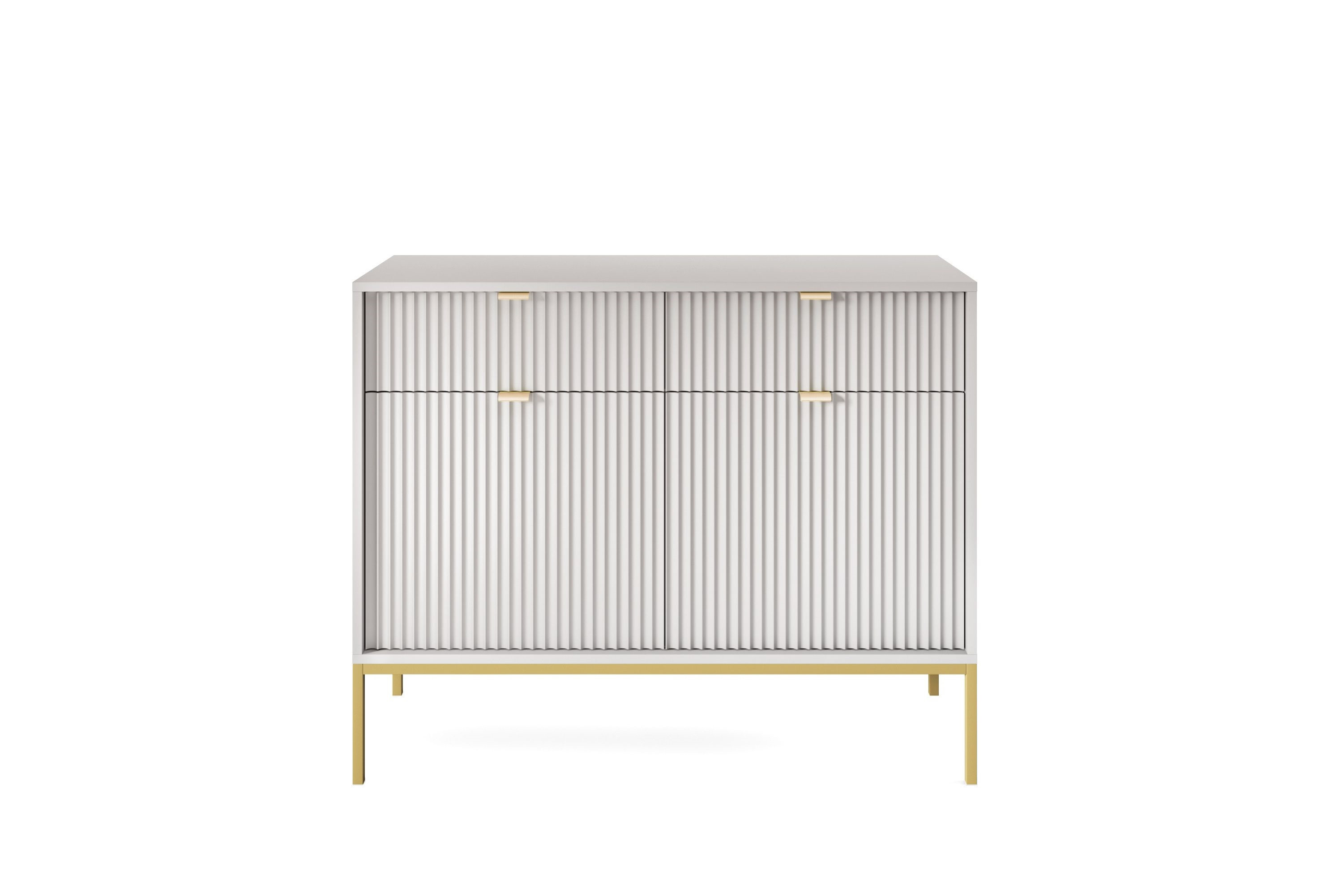 Komoda Linea 104 cm do salonu sypialni szara złoty stelaż