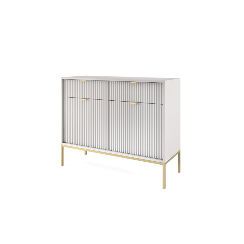 Komoda Linea 104 cm do salonu sypialni szara złoty stelaż