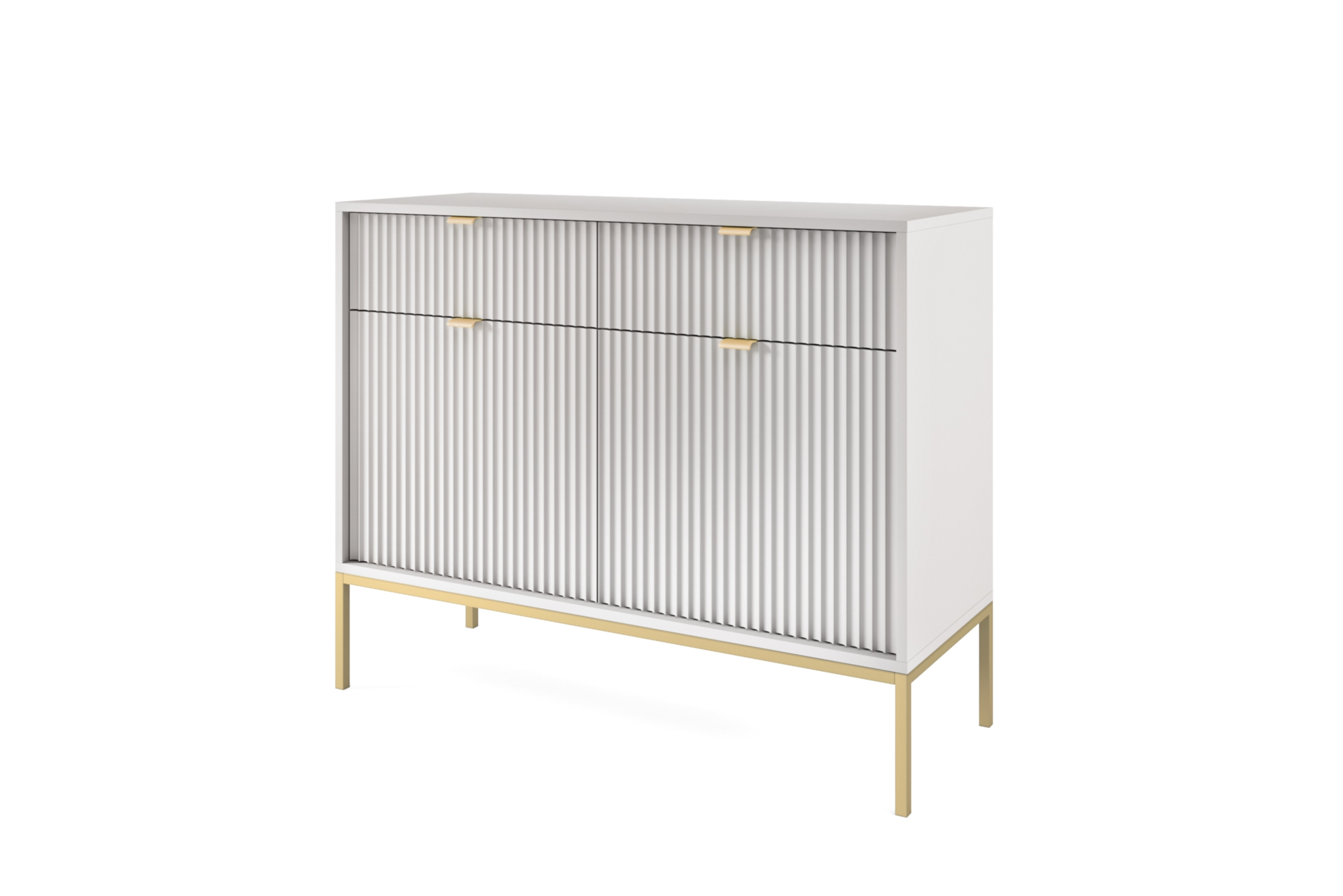 Komoda Linea 104 cm do salonu sypialni szara złoty stelaż