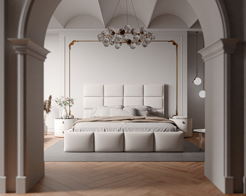 Łóżko tapicerowane NUVELLO z pojemnikiem na pościel 160x200 cm beżowe Magic Velvet 2201