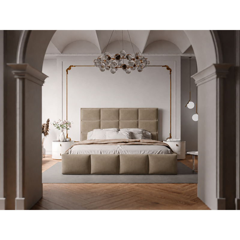 Łóżko tapicerowane NUVELLO z pojemnikiem na pościel 140x200 cm brązowe Magic Velvet 2206 Łóżko tapicerowane NUVELLO z pojemnikiem na pościel 140x200 cm brązowe Magic Velvet 2206