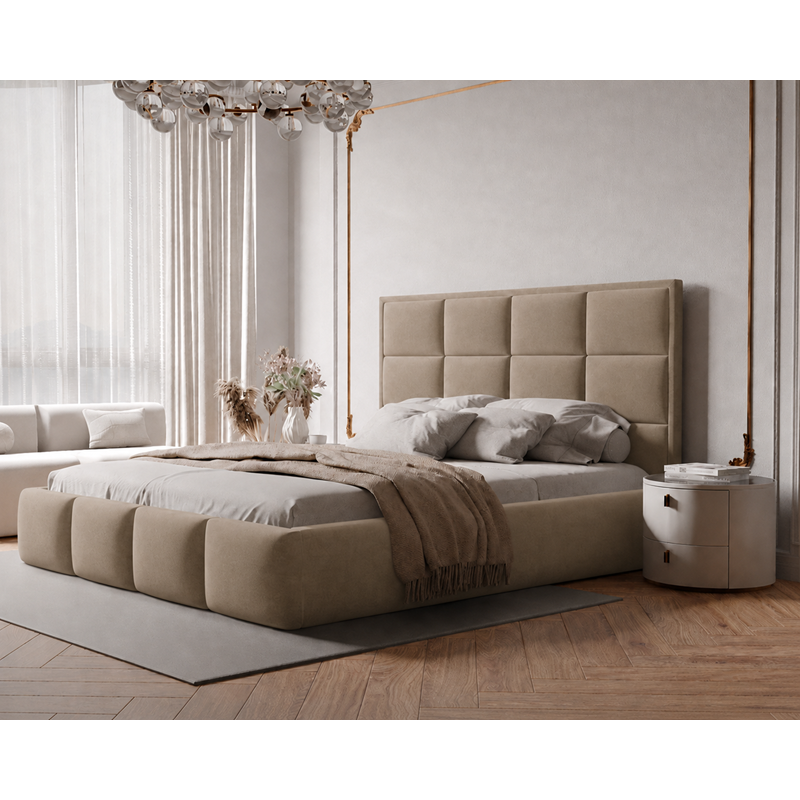 Łóżko tapicerowane NUVELLO z pojemnikiem na pościel 140x200 cm brązowe Magic Velvet 2206 Łóżko tapicerowane NUVELLO z pojemnikiem na pościel 140x200 cm brązowe Magic Velvet 2206