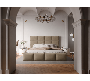 Łóżko tapicerowane NUVELLO z pojemnikiem na pościel 180x200 cm brązowe Magic Velvet 2206