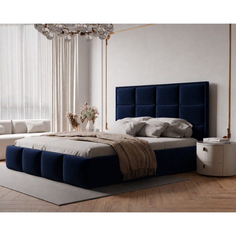 Łóżko tapicerowane NUVELLO z pojemnikiem na pościel 160x200 cm granatowe Magic Velvet 2216 Łóżko tapicerowane NUVELLO z pojemnikiem na pościel 160x200 cm granatowe Magic Velvet 2216
