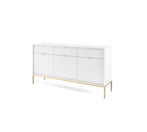 Komoda Linea 154 cm do salonu sypialni biała złoty stelaż