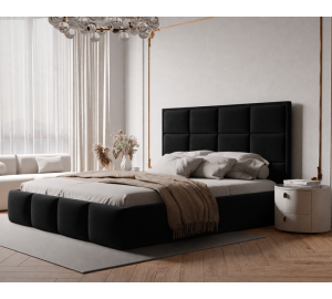 Łóżko tapicerowane NUVELLO z pojemnikiem na pościel 120x200 cm czarne Magic Velvet 2219