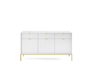 Komoda Linea 154 cm do salonu sypialni biała złoty stelaż Komoda Linea 154 cm do salonu sypialni biała złoty stelaż