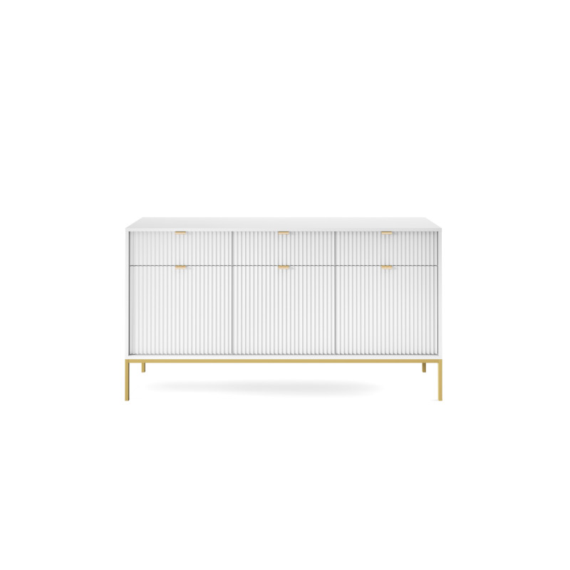Komoda Linea 154 cm do salonu sypialni biała złoty stelaż Komoda Linea 154 cm do salonu sypialni biała złoty stelaż