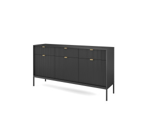 Komoda Linea 154 cm do salonu sypialni czarna czarny stelaż